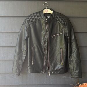 Zara Black faux Leather Jacket
